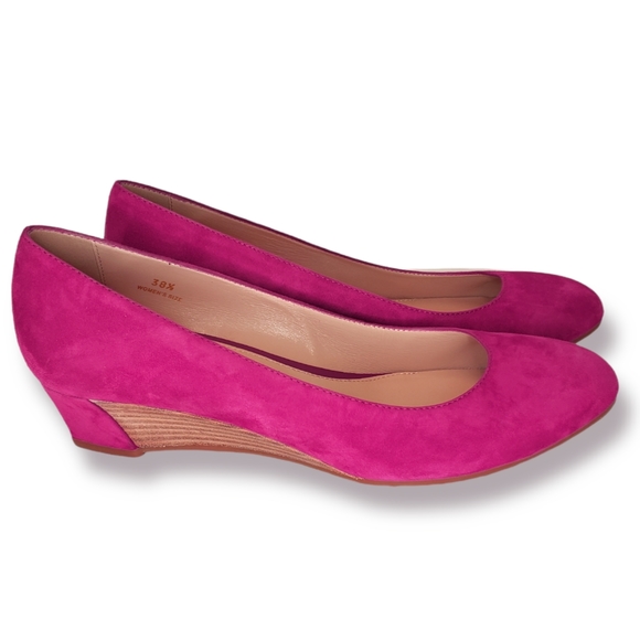 Tod's Wedge Heels Strawberry Suede Zeppa Gomma T75 SG Decollete - Picture 1 of 11